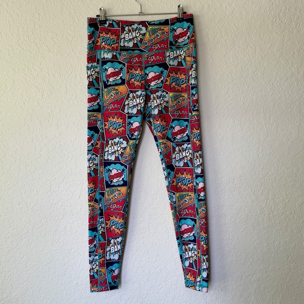 Constantly Varied Gear CVG Womens Comic Strip Leggings Medium Gym Weightlifting